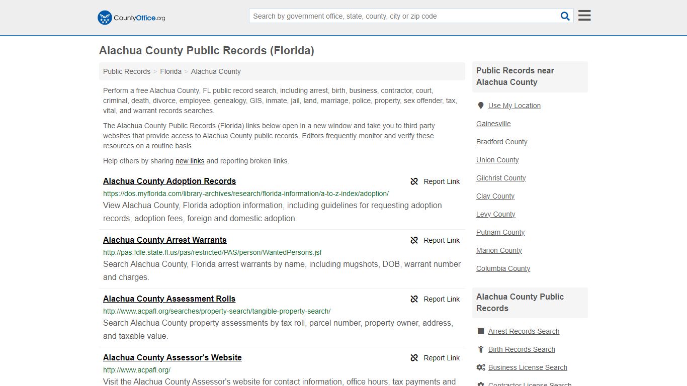 Alachua County Public Records (Florida) - County Office